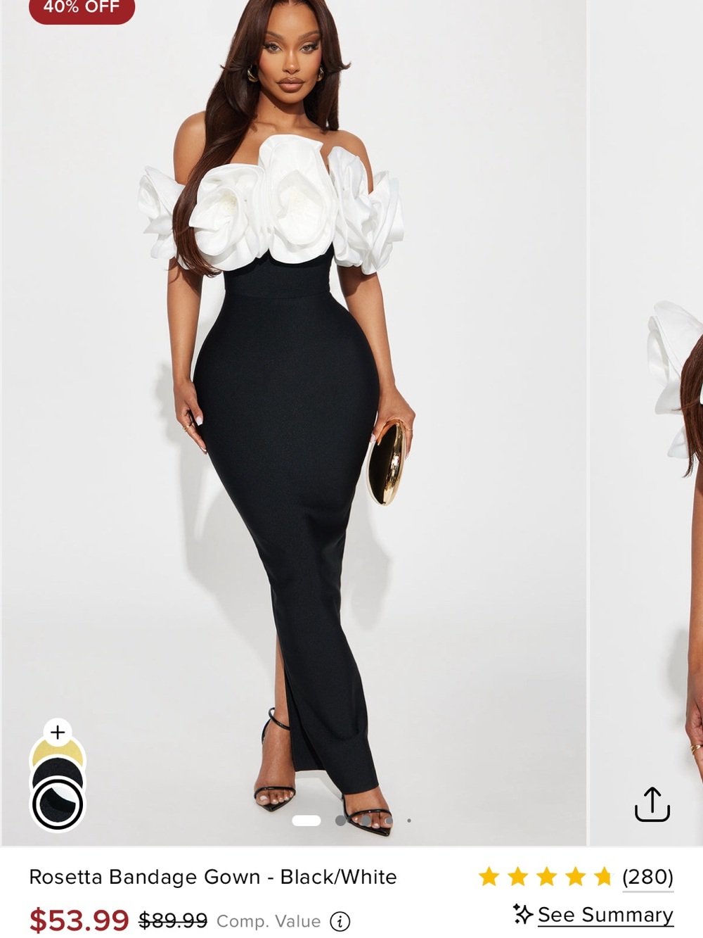 Black & White Strapless Bandage Gown